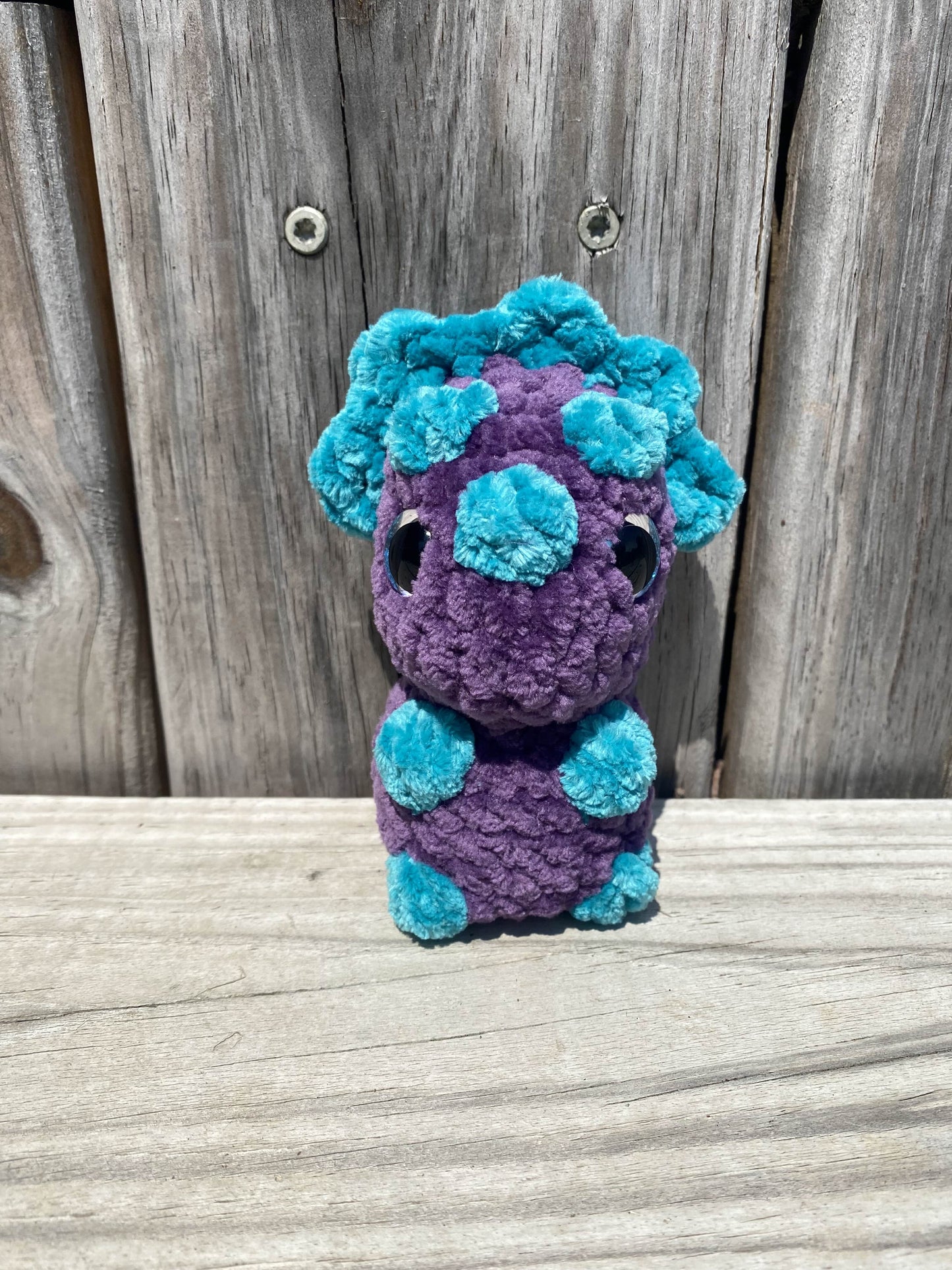 Aqua and Purple Dinosaur Hatchling Plushie