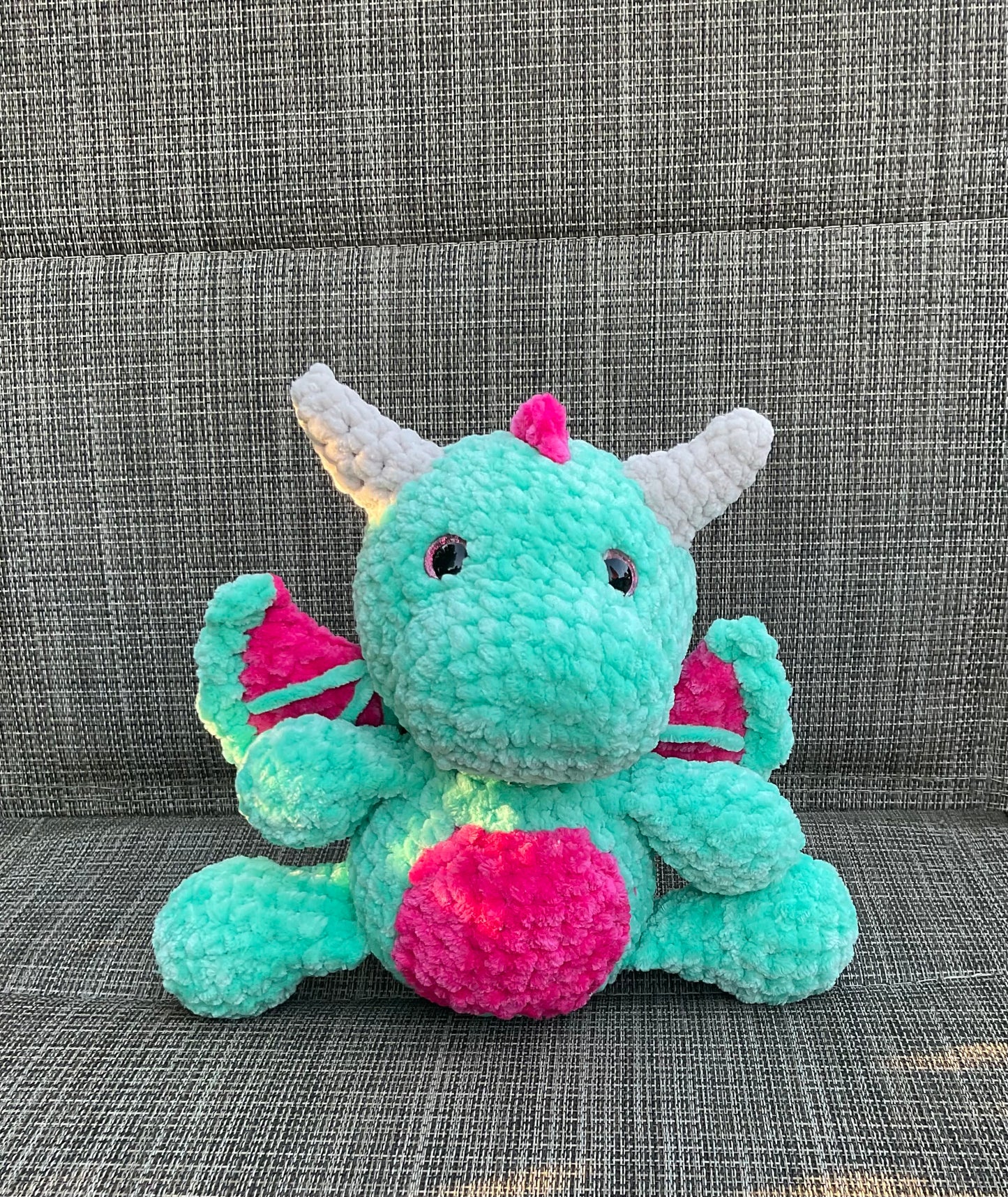 Bright Pink and Mint Dragon Plushie