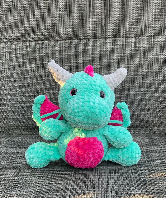 Bright Pink and Mint Dragon Plushie