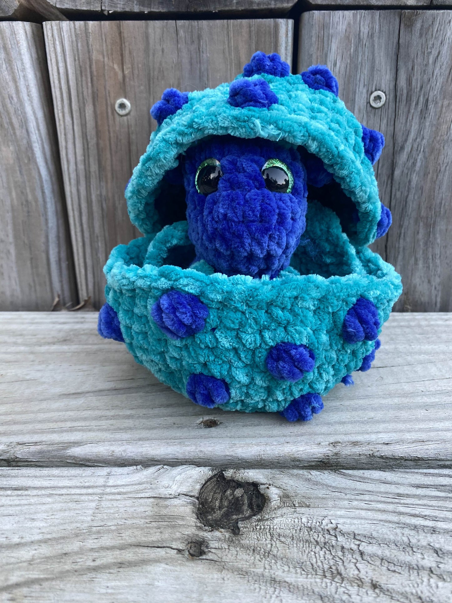 Blue-Green and Blue Dinosaur Hatchling Plushie